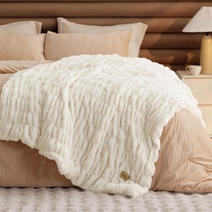 image:imageBedsure Gentlesoft Fluffy Cozy Faux Fur Throw Blanket for Couch Soft Fuzzy Plush Furry Blanket DoubleSided Faux Rabbit Fur Thick Warm Chair Throws Luxury Gifts for Women 50 X 60 Light BrownCream
