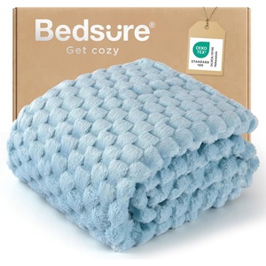 image:imageBedsure Pink Throw Blanket for Couch  350GSM Fluffy Plush Bubble Blanket for Bed Home Room Decor GentleSoft Cute Fleece Soft Cozy Gifts for Women Girls 50x60 Inches06  Light Blue