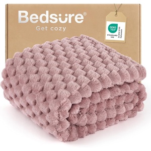 image:imageBedsure Pink Throw Blanket for Couch  350GSM Fluffy Plush Bubble Blanket for Bed Home Room Decor GentleSoft Cute Fleece Soft Cozy Gifts for Women Girls 50x60 Inches08  Dusty Rose