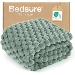 image:imageBedsure Pink Throw Blanket for Couch  350GSM Fluffy Plush Bubble Blanket for Bed Home Room Decor GentleSoft Cute Fleece Soft Cozy Gifts for Women Girls 50x60 Inches02  Sage Green
