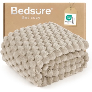 image:imageBedsure Pink Throw Blanket for Couch  350GSM Fluffy Plush Bubble Blanket for Bed Home Room Decor GentleSoft Cute Fleece Soft Cozy Gifts for Women Girls 50x60 Inches03  Beige