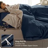 image:imageBedsure GOTS Organic Cotton Queen Duvet Cover Set Pure White 90 x 90  for Sensitive Skin8 Interior Ties Keep Insert Secure Hidden Zipper Breathable Comfort in Ivory with 2 Pillow ShamsNavy Blue No Comforter