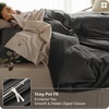 image:imageBedsure GOTS Organic Cotton Queen Duvet Cover Set Pure White 90 x 90  for Sensitive Skin8 Interior Ties Keep Insert Secure Hidden Zipper Breathable Comfort in Ivory with 2 Pillow ShamsDark Gray No Comforter