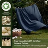 image:imageBedsure GOTS Organic Cotton Queen Duvet Cover Set Pure White 90 x 90  for Sensitive Skin8 Interior Ties Keep Insert Secure Hidden Zipper Breathable Comfort in Ivory with 2 Pillow ShamsNavy Blue No Comforter