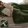image:imageBedsure GOTS Organic Cotton Queen Duvet Cover Set Pure White 90 x 90  for Sensitive Skin8 Interior Ties Keep Insert Secure Hidden Zipper Breathable Comfort in Ivory with 2 Pillow ShamsOlive Green No Comforter