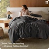 image:imageBedsure GOTS Organic Cotton Queen Duvet Cover Set Pure White 90 x 90  for Sensitive Skin8 Interior Ties Keep Insert Secure Hidden Zipper Breathable Comfort in Ivory with 2 Pillow ShamsDark Gray No Comforter