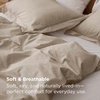 image:imageBedsure PureWoven 100 Washed Cotton Duvet Cover Set Queen Size 3PC  Linen Like Texture Percale Breathable Bedding Set for All Seasons Zipper Closure 8 Corner Ties Charcoal 90 X 9029  Frosted Almond No Comforter