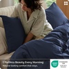 image:imageBedsure PureWoven 100 Washed Cotton Duvet Cover Set Queen Size 3PC  Linen Like Texture Percale Breathable Bedding Set for All Seasons Zipper Closure 8 Corner Ties Charcoal 90 X 9023  Navy No Comforter