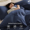 image:imageBedsure PureWoven 100 Washed Cotton Duvet Cover Set Queen Size 3PC  Linen Like Texture Percale Breathable Bedding Set for All Seasons Zipper Closure 8 Corner Ties Charcoal 90 X 9023  Navy No Comforter