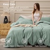image:imageBedsure PureWoven 100 Washed Cotton Duvet Cover Set Queen Size 3PC  Linen Like Texture Percale Breathable Bedding Set for All Seasons Zipper Closure 8 Corner Ties Charcoal 90 X 9009  Iceberg Green No Comforter