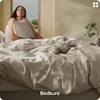 image:imageBedsure PureWoven 100 Washed Cotton Duvet Cover Set Queen Size 3PC  Linen Like Texture Percale Breathable Bedding Set for All Seasons Zipper Closure 8 Corner Ties Charcoal 90 X 9033  Slub Tannish Linen Grey No Comforter
