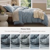 image:imageBedsure PureWoven 100 Washed Cotton Duvet Cover Set Queen Size 3PC  Linen Like Texture Percale Breathable Bedding Set for All Seasons Zipper Closure 8 Corner Ties Charcoal 90 X 9022  Dusty Blue No Comforter