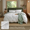 image:imageBedsure PureWoven 100 Washed Cotton Duvet Cover Set Queen Size 3PC  Linen Like Texture Percale Breathable Bedding Set for All Seasons Zipper Closure 8 Corner Ties Charcoal 90 X 9011  Bright White No Comforter