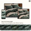 image:imageBedsure PureWoven 100 Washed Cotton Duvet Cover Set Queen Size 3PC  Linen Like Texture Percale Breathable Bedding Set for All Seasons Zipper Closure 8 Corner Ties Charcoal 90 X 9010  Forest Green No Comforter