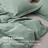image:imageBedsure PureWoven 100 Washed Cotton Duvet Cover Set Queen Size 3PC  Linen Like Texture Percale Breathable Bedding Set for All Seasons Zipper Closure 8 Corner Ties Charcoal 90 X 9009  Iceberg Green No Comforter