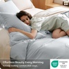 image:imageBedsure PureWoven 100 Washed Cotton Duvet Cover Set Queen Size 3PC  Linen Like Texture Percale Breathable Bedding Set for All Seasons Zipper Closure 8 Corner Ties Charcoal 90 X 9021  Pastel Blue No Comforter