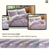 image:imageBedsure PureWoven 100 Washed Cotton Duvet Cover Set Queen Size 3PC  Linen Like Texture Percale Breathable Bedding Set for All Seasons Zipper Closure 8 Corner Ties Charcoal 90 X 9016  Lavender No Comforter