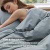 image:imageBedsure PureWoven 100 Washed Cotton Duvet Cover Set Queen Size 3PC  Linen Like Texture Percale Breathable Bedding Set for All Seasons Zipper Closure 8 Corner Ties Charcoal 90 X 9022  Dusty Blue No Comforter