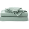 image:imageBedsure PureWoven 100 Washed Cotton Duvet Cover Set Queen Size 3PC  Linen Like Texture Percale Breathable Bedding Set for All Seasons Zipper Closure 8 Corner Ties Charcoal 90 X 9009  Iceberg Green No Comforter