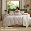 image:imageBedsure PureWoven 100 Washed Cotton Duvet Cover Set Queen Size 3PC  Linen Like Texture Percale Breathable Bedding Set for All Seasons Zipper Closure 8 Corner Ties Charcoal 90 X 9003  Linen Color No Comforter