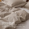 image:imageBedsure PureWoven 100 Washed Cotton Duvet Cover Set Queen Size 3PC  Linen Like Texture Percale Breathable Bedding Set for All Seasons Zipper Closure 8 Corner Ties Charcoal 90 X 9009  Tannish Linen Grey No Comforter