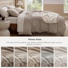 image:imageBedsure PureWoven 100 Washed Cotton Duvet Cover Set Queen Size 3PC  Linen Like Texture Percale Breathable Bedding Set for All Seasons Zipper Closure 8 Corner Ties Charcoal 90 X 9009  Tannish Linen Grey No Comforter