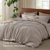 image:imageBedsure PureWoven 100 Washed Cotton Duvet Cover Set Queen Size 3PC  Linen Like Texture Percale Breathable Bedding Set for All Seasons Zipper Closure 8 Corner Ties Charcoal 90 X 9027  Natural No Comforter