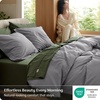 image:imageBedsure PureWoven 100 Washed Cotton Duvet Cover Set Queen Size 3PC  Linen Like Texture Percale Breathable Bedding Set for All Seasons Zipper Closure 8 Corner Ties Charcoal 90 X 9025  Grey No Comforter