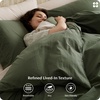 image:imageBedsure PureWoven 100 Washed Cotton Duvet Cover Set Queen Size 3PC  Linen Like Texture Percale Breathable Bedding Set for All Seasons Zipper Closure 8 Corner Ties Charcoal 90 X 9009  Olive Green No Comforter