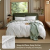 image:imageBedsure PureWoven 100 Washed Cotton Duvet Cover Set Queen Size 3PC  Linen Like Texture Percale Breathable Bedding Set for All Seasons Zipper Closure 8 Corner Ties Charcoal 90 X 9001  Natural White No Comforter