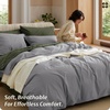 image:imageBedsure PureWoven 100 Washed Cotton Duvet Cover Set Queen Size 3PC  Linen Like Texture Percale Breathable Bedding Set for All Seasons Zipper Closure 8 Corner Ties Charcoal 90 X 9025  Grey No Comforter
