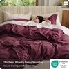 image:imageBedsure PureWoven 100 Washed Cotton Duvet Cover Set Queen Size 3PC  Linen Like Texture Percale Breathable Bedding Set for All Seasons Zipper Closure 8 Corner Ties Charcoal 90 X 9020  Burgundy No Comforter
