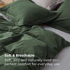 image:imageBedsure PureWoven 100 Washed Cotton Duvet Cover Set Queen Size 3PC  Linen Like Texture Percale Breathable Bedding Set for All Seasons Zipper Closure 8 Corner Ties Charcoal 90 X 9009  Olive Green No Comforter