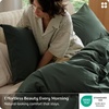 image:imageBedsure PureWoven 100 Washed Cotton Duvet Cover Set Queen Size 3PC  Linen Like Texture Percale Breathable Bedding Set for All Seasons Zipper Closure 8 Corner Ties Charcoal 90 X 9010  Forest Green No Comforter