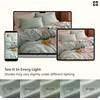 image:imageBedsure PureWoven 100 Washed Cotton Duvet Cover Set Queen Size 3PC  Linen Like Texture Percale Breathable Bedding Set for All Seasons Zipper Closure 8 Corner Ties Charcoal 90 X 9009  Sage Green No Comforter