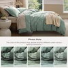 image:imageBedsure PureWoven 100 Washed Cotton Duvet Cover Set Queen Size 3PC  Linen Like Texture Percale Breathable Bedding Set for All Seasons Zipper Closure 8 Corner Ties Charcoal 90 X 9009  Iceberg Green No Comforter
