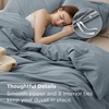 image:imageBedsure PureWoven 100 Washed Cotton Duvet Cover Set Queen Size 3PC  Linen Like Texture Percale Breathable Bedding Set for All Seasons Zipper Closure 8 Corner Ties Charcoal 90 X 9022  Dusty Blue No Comforter