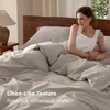 image:imageBedsure PureWoven 100 Washed Cotton Duvet Cover Set Queen Size 3PC  Linen Like Texture Percale Breathable Bedding Set for All Seasons Zipper Closure 8 Corner Ties Charcoal 90 X 9027  Natural No Comforter