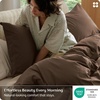 image:imageBedsure PureWoven 100 Washed Cotton Duvet Cover Set Queen Size 3PC  Linen Like Texture Percale Breathable Bedding Set for All Seasons Zipper Closure 8 Corner Ties Charcoal 90 X 9006  Brown No Comforter