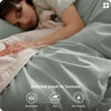 image:imageBedsure PureWoven 100 Washed Cotton Duvet Cover Set Queen Size 3PC  Linen Like Texture Percale Breathable Bedding Set for All Seasons Zipper Closure 8 Corner Ties Charcoal 90 X 9009  Sage Green No Comforter