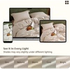 image:imageBedsure PureWoven 100 Washed Cotton Duvet Cover Set Queen Size 3PC  Linen Like Texture Percale Breathable Bedding Set for All Seasons Zipper Closure 8 Corner Ties Charcoal 90 X 9002  Oatmeal No Comforter