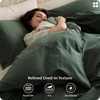 image:imageBedsure PureWoven 100 Washed Cotton Duvet Cover Set Queen Size 3PC  Linen Like Texture Percale Breathable Bedding Set for All Seasons Zipper Closure 8 Corner Ties Charcoal 90 X 9010  Forest Green No Comforter