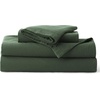 image:imageBedsure PureWoven 100 Washed Cotton Duvet Cover Set Queen Size 3PC  Linen Like Texture Percale Breathable Bedding Set for All Seasons Zipper Closure 8 Corner Ties Charcoal 90 X 9009  Olive Green No Comforter