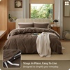 image:imageBedsure PureWoven 100 Washed Cotton Duvet Cover Set Queen Size 3PC  Linen Like Texture Percale Breathable Bedding Set for All Seasons Zipper Closure 8 Corner Ties Charcoal 90 X 9006  Brown No Comforter