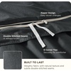 image:imageBedsure PureWoven 100 Washed Cotton Duvet Cover Set Queen Size 3PC  Linen Like Texture Percale Breathable Bedding Set for All Seasons Zipper Closure 8 Corner Ties Charcoal 90 X 9034  Slub Charcoal No Comforter