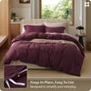 image:imageBedsure PureWoven 100 Washed Cotton Duvet Cover Set Queen Size 3PC  Linen Like Texture Percale Breathable Bedding Set for All Seasons Zipper Closure 8 Corner Ties Charcoal 90 X 9020  Burgundy No Comforter
