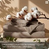 image:imageBedsure PureWoven 100 Washed Cotton Duvet Cover Set Queen Size 3PC  Linen Like Texture Percale Breathable Bedding Set for All Seasons Zipper Closure 8 Corner Ties Charcoal 90 X 9028  Light Brown No Comforter