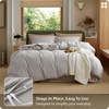 image:imageBedsure PureWoven 100 Washed Cotton Duvet Cover Set Queen Size 3PC  Linen Like Texture Percale Breathable Bedding Set for All Seasons Zipper Closure 8 Corner Ties Charcoal 90 X 9024  Light Grey No Comforter