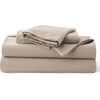 image:imageBedsure PureWoven 100 Washed Cotton Duvet Cover Set Queen Size 3PC  Linen Like Texture Percale Breathable Bedding Set for All Seasons Zipper Closure 8 Corner Ties Charcoal 90 X 9009  Tannish Linen Grey No Comforter