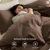 image:imageBedsure PureWoven 100 Washed Cotton Duvet Cover Set Queen Size 3PC  Linen Like Texture Percale Breathable Bedding Set for All Seasons Zipper Closure 8 Corner Ties Charcoal 90 X 9006  Brown No Comforter